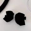Pinza para el cabello de terciopelo de estilo francés coreano con pedrería, pinza de resorte de garra para el cabello de terciopelo de alta gama para mujeres, pinza para moño
