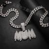 Nuevo collar con colgante de letra mayúscula con incrustaciones de diamantes estilo hip-hop estilo punk. Nuevo collar con letra mayúscula y colgante combinado.
