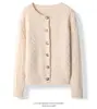 Cardigan de Cashmere Torcido Espesso Novo Outono e Inverno Feminino Curto Cor Sólida Solto Preguiçoso Suéter de Lã Suéter Tricotado Jaqueta