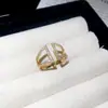 Anel Aberto Cruzado Multicamadas de Zircônia, Anel Exquisito para Dedo Indicador Moda Retrô Europeia e Americana, Joias de Luxo Leve de Alta Qualidade Atacado