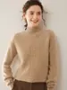 Nuevo Suéter de Cachemira Pura para Mujer Otoño e Invierno Engrosado Ajustado Hombros Descubiertos Cuello Medio Alto Suéter para Capas Suéter Cálido Suéter para Capas