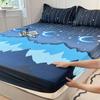 Sábana Ajustable de Algodón Cepillado Lavado Suave para la Piel Protector de Colchón Simple Simmons Cubrecama Juego de Tres Piezas