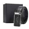 Cinturón de Cuero Personalizado para Hombre de Cuero Genuino Hebilla Automática Cinturón de Cintura de Piel de Vaca Logo Impreso a Color Regalo de Negocios Hebilla de Trinquete Cinturón de Cuero de Primera Capa para Hombre