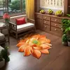 Alfombra de Dormitorio con Forma Especial de Loto Estéreo 3D Felpudo de Baño Terciopelo de Cristal Alfombrilla Absorbente Antideslizante para Lavabo de Baño