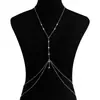 Europeo y Americano Sexy Exagerado Playa Casual Cadena Corporal Collar Cadena Corporal Cadena de Pecho Diamante Brillante Colgante Collar con Borla Stock Disponible