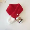 Cachecol Aquecido de Pelúcia para Crianças Outono e Inverno Cor Sólida Patchwork Urso de Natal Fofo Aquecedor de Pescoço Cachecol Espessado Aquecedor de Pescoço para Bebê