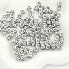 Cuentas de acrílico con letras del alfabeto inglés cuadradas plata antigua DIY pulsera de cuentas hecha a mano collar accesorios de joyería material