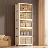 Caja de almacenamiento plegable de plástico, zapatero de doble puerta multicapa para uso doméstico, organizador de juguetes para sala de estar, armario de almacenamiento, armario de snacks