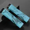 Manoplas para Guidão de Bicicleta Mountain Bike, Combinação Tinta Duas Cores, Borracha de Bloqueio Lado Único em Liga de Alumínio, Manoplas Universais Confortáveis para Bicicleta