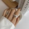 Anillo Coreano Retro de Doble Capa de Estrella y Luna para Mujer Plata S925 Plateada Niche de Alta Gama Elegante Simple Abierto para Dedo Índice Tendencia