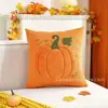 Funda de Almohada de Calabaza de Halloween Transfronteriza Felpa Bordada Decorativa para Cojín Sala de Estar Sofá Almohada de Ambiente Dormitorio Almohada Lumbar