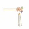 Grampo de Cabelo com Borla de Flor Estilo Antigo, Grampo de Cabelo de Alto Padrão Nicho Estilo Chinês Novo, Grampo de Cabelo, Acessórios da Dinastia Han, Acessórios de Cabeça, Acessórios de Cabelo