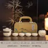 Juego de Té de Viaje de la Cerámica Ru de Dunhuang - Logo Personalizado para Reuniones de Empresa y Regalos de Aniversario - Souvenir Práctico para Clientes