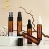 Frasco de óleo essencial marrom com fundo grosso de 10 ml, frasco de spray de perfume, frasco de loção, frasco conta-gotas de líquido, frasco de esfera de sombreamento