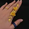 Anillo de Peonía Dorada "Belleza Nacional", Anillo de Novia, Anillo Retro Estilo Chino para Dedo Índice, Anillo de Peonía para Mujer