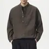 Camisa de hombre con cuello mao lavado retro americano de manga larga chaqueta 2026 nueva otoño casual doble bolsillo camisa moderna