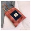 Bolsa de Lona de Mezclilla a Cuadros de Contraste de Doble Cara Estilo Americano, Bolsa Tote para Viajar, Bolso de Mano Vintage Literario Reversible
