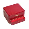 Patrón de Cocodrilo Rojo Herrajes de Tres Dorados Caja de Joyería Pulsera Anillo Pendientes Dote de Boda Estilo Chino Caja de Regalo de Almacenamiento