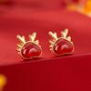 Pendientes del Año del Dragón del Año de la Vida para Mujer Nuevos Festivos Rojo Amor Chapados en Oro de 24K Lujo Ligero Pendientes Elegantes Transmisión en Vivo de Tiktok
