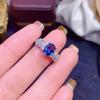 Longlong Joyería de Oro Europa y América Nuevo Anillo de Plata S925 Aguamarina 6*8 Lujo Escalera Envolvente Anillo Cuadrado para Mujeres