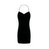 Terciopelo de nieve carta de amor retro francés temperamento suave ajuste ceñido halter vestido de terciopelo + top