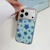 Funda Azul Simple Estrella Manzana para Teléfono Móvil 17Promax Adecuada para 16Promax Funda de Cobertura Total con Adhesivo 15Promax14