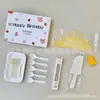 Juego de cuchillo, tenedor y plato para pastel en caja de regalo cinco en uno, juego de vajilla desechable para postres, juego de vajilla para pastel de cumpleaños