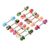 Juego mixto de 12 colores de junta de color transfronteriza, perforación de uña de acrílico tipo lengua, anillo para pezón, joyería para uñas de tira, venta al por mayor