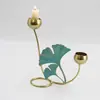 Suporte de Velas de Ferro Transfronteiriço Pintado à Mão com Folha Azul Decoração Criativa para Casa Ornamento de Suporte de Velas para Atmosfera de Feriado Adereço para Jantar à Luz de Velas