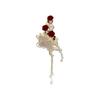 Pinza para el cabello con borla de mariposa y rosa roja de estilo antiguo para la parte posterior de la cabeza de mujer, pinza grande con clip de tiburón de alta gama.
