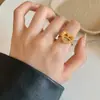 Moda Nicho Luxo Leve Alto Padrão Irregular Coração de Prata Quebrado Anel Aberto Diário Doce Design Joias