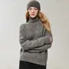 Nuevo Suéter de Punto Suelto Boucle Suave y Esponjoso de Cachemira y Seda de Morera para Mujer, Cuello Medio Alto, Hombros Caídos, Otoño/Invierno 2026