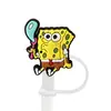 Desenho Animado Série Bob Esponja Fofo Borracha Macia Tampas para Canudo Protetores à Prova de Poeira para Canudos 8/10mm Venda por Atacado em Estoque