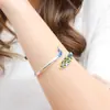 Pulsera de Pavo Real de Color Esmalte Artesanal Plata Estilo Étnico Personalizado Cloisonné para Madre Pulsera de Pavo Real Colorida