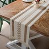Caminho de mesa de linho retrô country americano fio de algodão tecido longo combinação de cores toalha de mesa tira decorativa para festa de feriado atacado