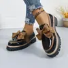 Zapatos de mujer de caña baja con lazo transfronterizos, nuevo estilo primavera 2026, plataforma de suela gruesa, talla grande, estilo británico, zapatos de cuero en stock