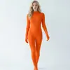 Macacão Zentai Feminino Justo de Meia Cobertura Cor Sólida Roupa para Dança Traje de Performance de Palco Seda Leite