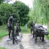Escultura de Animales de Cobre Fundido para Exteriores Imitación Cobre Ganado Terreno de Cultivo Ganado de Cría Cultura Plástico Reforzado con Fibra de Vidrio Costumbre Popular Adornos de Paisaje