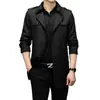 Otoño 2026 Nuevo Gabardina para Hombre Tendencia de Negocios Chaqueta de Longitud Media Casual de Doble Botonadura para Hombre Ropa de Hombre