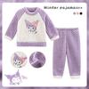 Pijamas de felpa cálidos de dibujos animados para niños y niñas, ropa de casa japonesa con cuello redondo, novedad de invierno de 2025