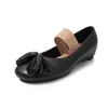Zapatos Mary Jane para Mujer con 3.5CM de Altura Interior, Zapatos de Tacón Medio para Otoño, Piel Genuina, Punta Redonda, Hebilla Única, Corte Bajo, Zapatos de Borla para Mujer