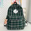 Mochila Escolar Versátil Retro Estudiante de Secundaria Femenina Otoño e Invierno Nueva Mochila Cuadros Coreanos Color Sólido Mochila para Estudiante Universitario y Viajero