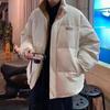 Chaqueta acolchada de algodón y terciopelo de cordero de doble cara para hombre, estilo Hong Kong, para parejas, holgada, cálida y gruesa, con forro polar
