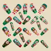 Parche de Manicura Cuadrado Europeo de Longitud Media Navideño Patrón de Elfo Verde Estilo de Moda Ins Parche de Uña Postiza Disponible