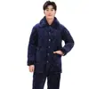 Pijama Masculino, Três Camadas Espessadas de Fleece de Coral com Enchimento de Algodão, Quente e Solto, Tamanho Grande Conjunto de Jaqueta de Algodão para Casa Masculino para o Inverno