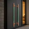 Nuevo Manija de Puerta Deslizante de Piedra de Acero Inoxidable Chino Manija de Puerta de Vidrio de Centro Comercial Manija de Puerta Doble de Hotel de Lujo