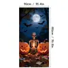 Fondo de Halloween Transfronterizo Poliéster Impreso Calavera Cementerio Calabaza Tela Colgante Decoración Fotografía de Fiesta Suministro Directo del Fabricante