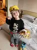 Roupa Infantil Estilo Coreano Meninas Camiseta de Manga Longa 26 Outono Novo Moda Bebê Menina Camiseta Top Estampada Bonita