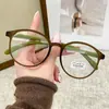 Óculos de Leitura Anti-idade com Armação Redonda para Mulheres, Haste Fashion de Duas Cores, Bloqueio de Luz Azul, Proteção Ocular de Alta Definição, Óculos de Leitura para Meia-idade e Idosos