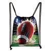 Mochila de poliéster com cordão para o Super Bowl, bolsa de armazenamento portátil com cordão e bolso para celular